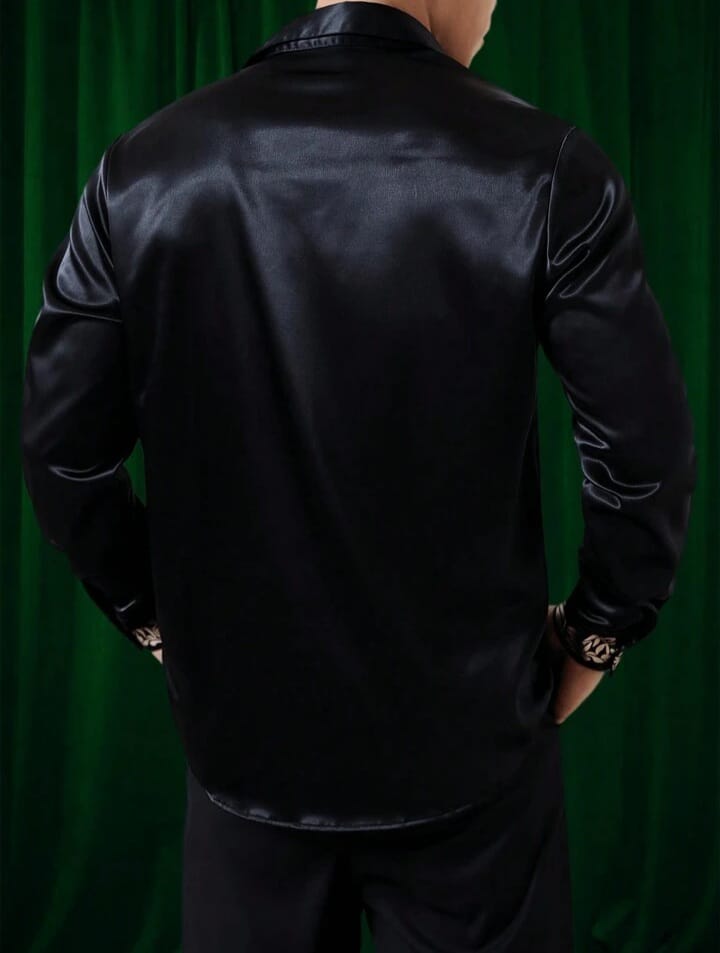 Men's Spring/Summer Floral Printed Casual Satin Shirt